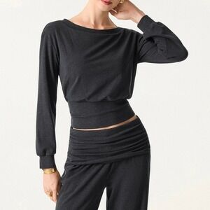 OGL Move Non-Itchy Wool Blend Boatneck Brami Top Black M